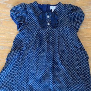 Mayoral Navy Blue Heart Houndstooth Dress 24m